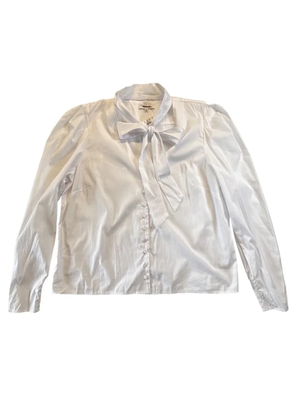 Madewell Womens V-Neck Button Front Top~Size XL~White Cotton Poplin NWD L14 46